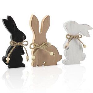 Easter Decorations for The Home, Rustic Farmhouse Wooden Bunny Blocks